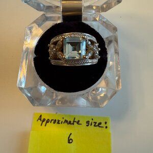 Premier Designs Blue Topaz Floral Ring – Approx. Size 6